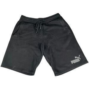 Puma Mens Sweat Shorts Black & Grey Size Medium Drawstring Waist Pockets Cozy